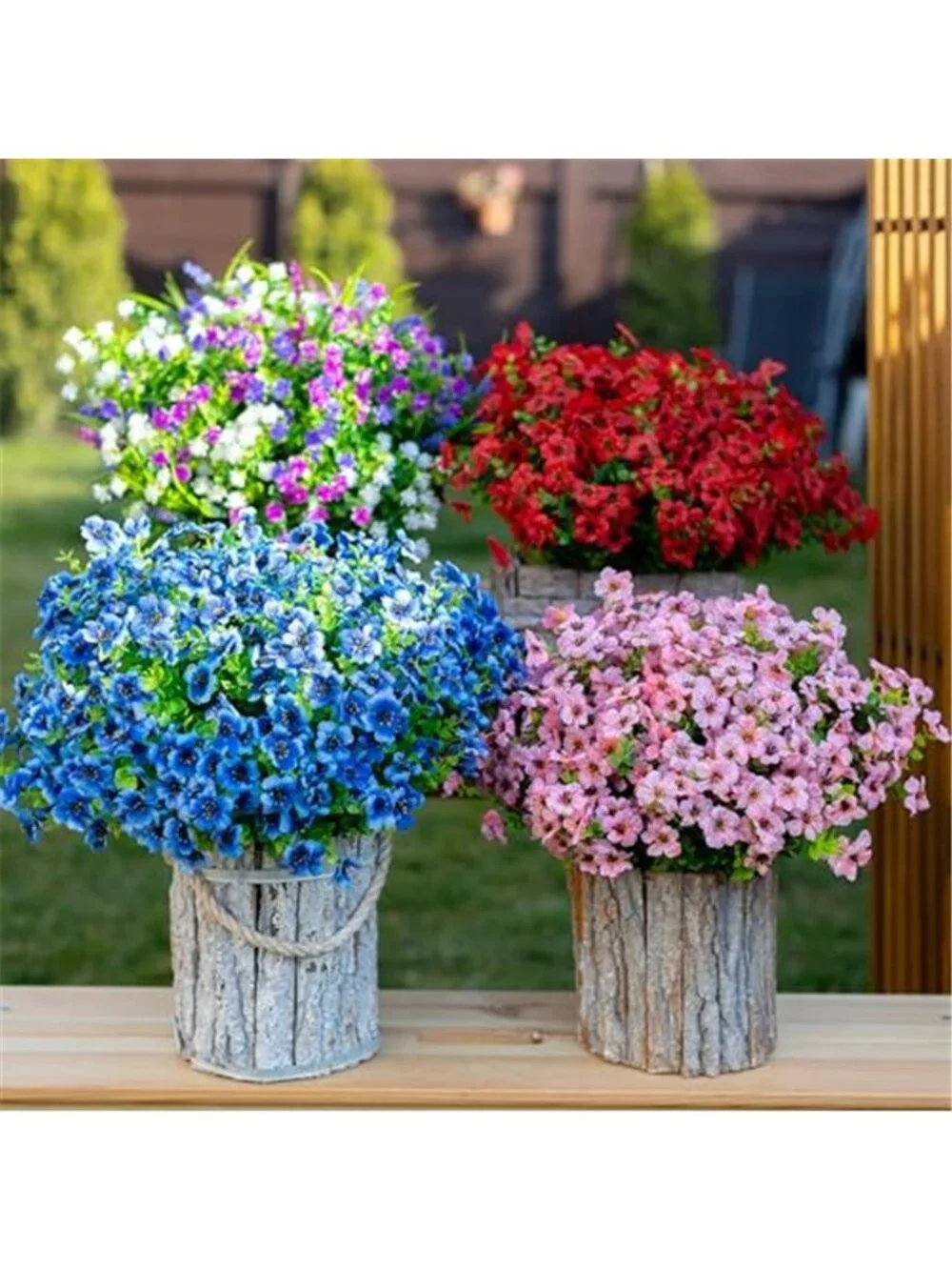 Artificial Outdoor Plants UV Resistant Faux Greenery Bushes Porch Patio Decor